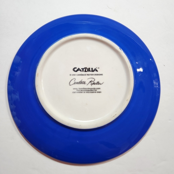 2001 Catzilla Plate Dancing Cats 8” Candace Reiter Moon Stars - Picture 3 of 5
